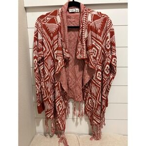 Cato Woman Plus Size 18/20W Open Front Knit Cardigan Western Fringe Festival Boh